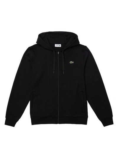 Shop Lacoste Men's Zip-up Hoodie Sweatshirt In Black