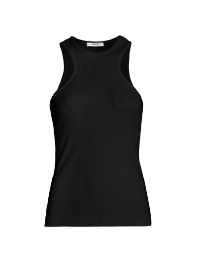 Shop Agolde Ribbed Cotton Tank Top In Black