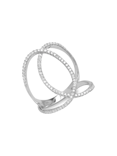 Shop Djula Women's Graphique 18k White Gold & Diamond Double C Ring