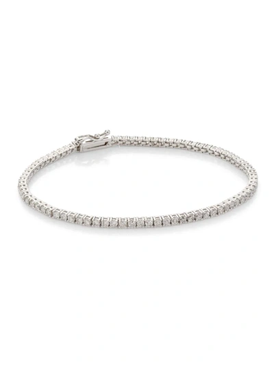 Shop Meira T Women's 14k White Gold & Diamond Tennis Bracelet