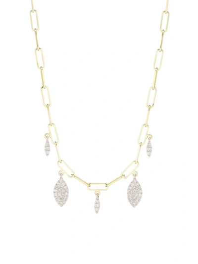 Shop Meira T Women's 14k Yellow Gold & Diamond Paper Clip Link Chain Necklace