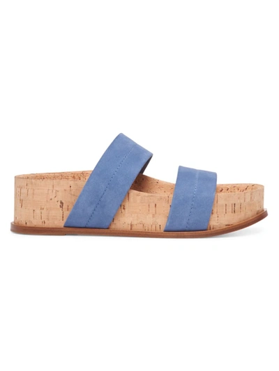 Shop Gabriela Hearst Women's Striker Cork Sole Slides In French Blue