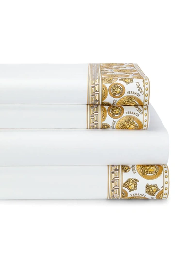 Shop Versace Medusa Amplified Sheet Set In White Gold