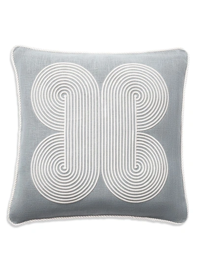 Shop Jonathan Adler Pompidou Quatrefoil Corded Pillow In Grey