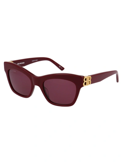 Shop Balenciaga Sunglasses In 004 Burgundy Gold Red