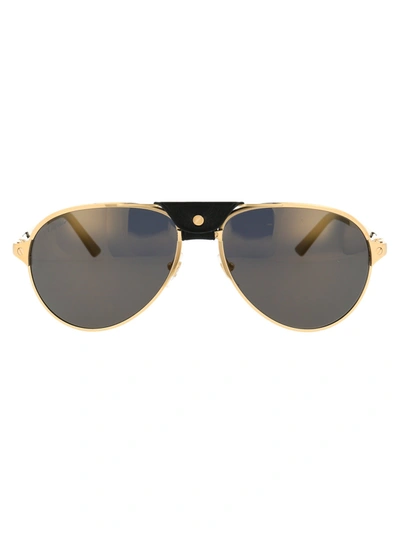 Shop Cartier Sunglasses In 014 Gold Gold Grey