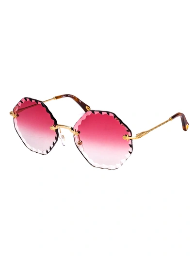 Shop Chloé Chloe Eyewear Sunglasses In 823 Gold Gradient Red
