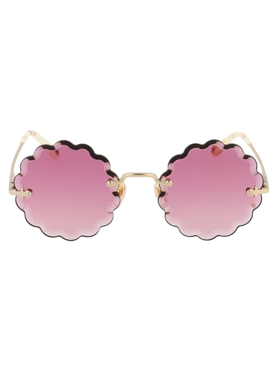 Shop Chloé Chloe Eyewear Sunglasses In 005 Gold Gold Pink