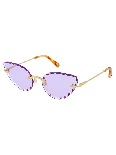 Shop Chloé Chloe Sunglasses In 852 Gold/purple