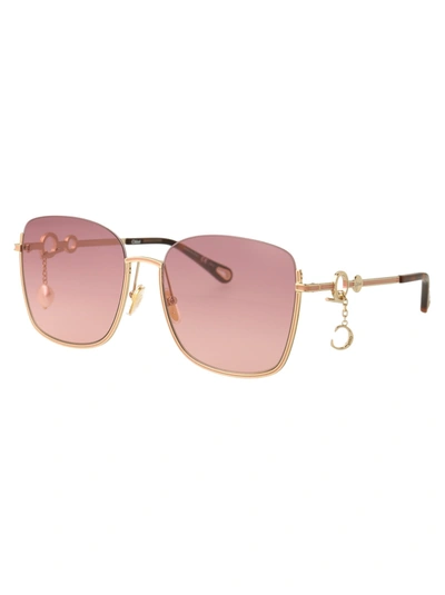 Shop Chloé Chloe Eyewear Sunglasses In 004 Gold Gold Pink
