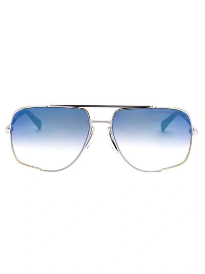 Shop Dita Sunglasses In Black Palladium W/ Dark Grey To Clear - Soft Blue Mirror - Ar