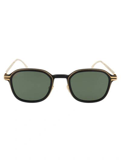 Shop Mykita Sunglasses In 306 Mh7 Pitch Black/glossygold | Polarized Pro Green 15