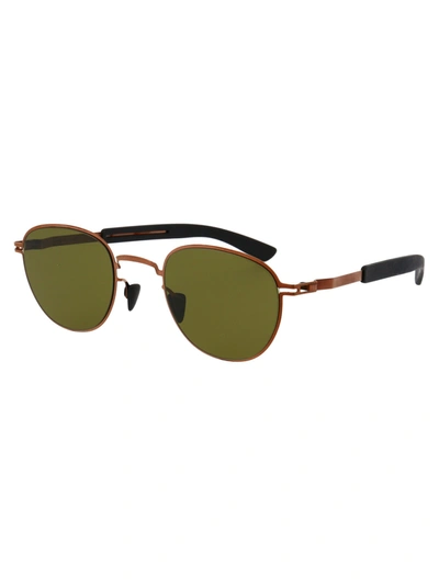 Shop Mykita Sunglasses In 247 Mh5 Shinnycopper/pitch Bl|hollygreen Solid