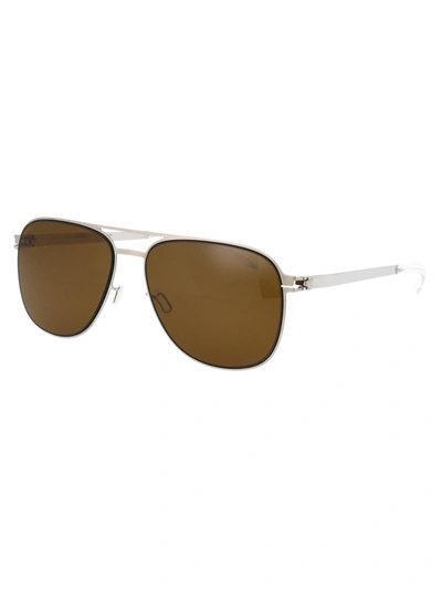 Shop Mykita Sunglasses In 508 Silver/bluevelvet | Polpro Amber Brown