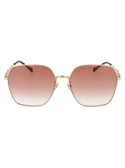 Shop Gucci Sunglasses In 003 Gold Gold Brown