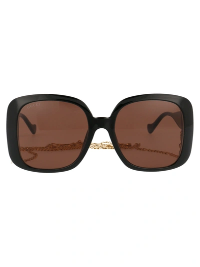 Shop Gucci Eyewear Sunglasses In 005 Black Black Brown
