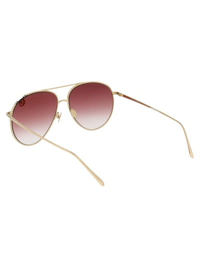 Shop Linda Farrow Sunglasses In  Light Gold/ Burgundy Grad