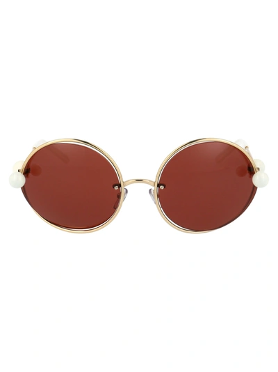 Shop Marni Eyewear Sunglasses In 716 Gold/white