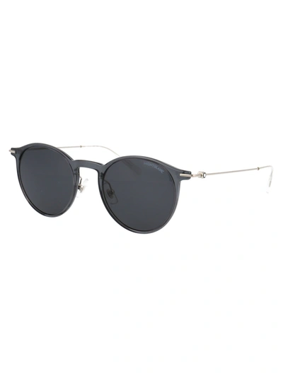 Shop Montblanc Sunglasses In 001 Grey Silver Grey