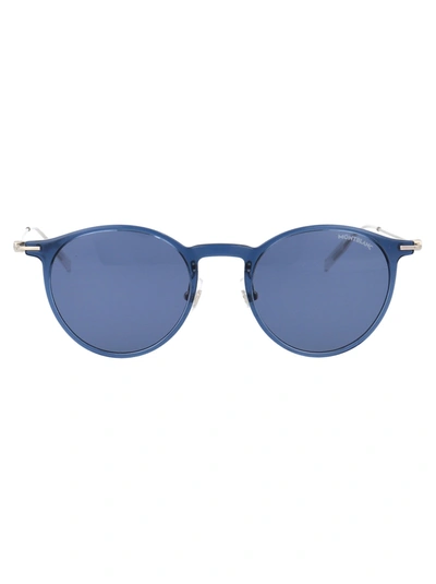 Shop Montblanc Sunglasses In 004 Blue Silver Blue