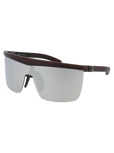 Shop Mykita Sunglasses In 322 Md22 Ebony Brown Silver Flash Shield