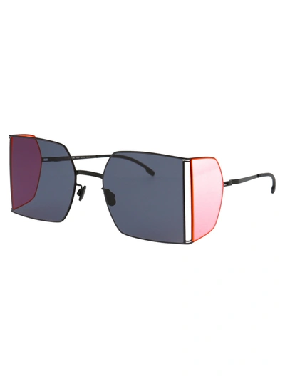 Shop Mykita Sunglasses In 871 Black/fluo Pink Sides | Dark Grey Solid