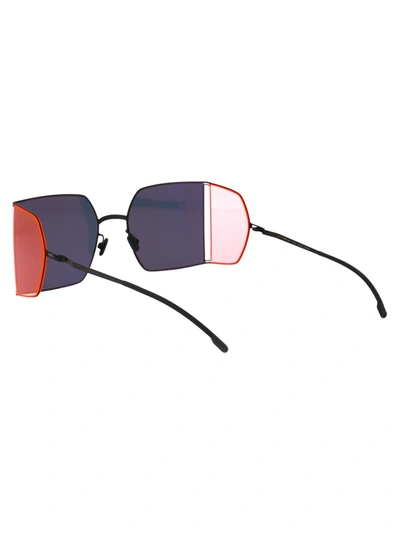 Shop Mykita Sunglasses In 871 Black/fluo Pink Sides | Dark Grey Solid