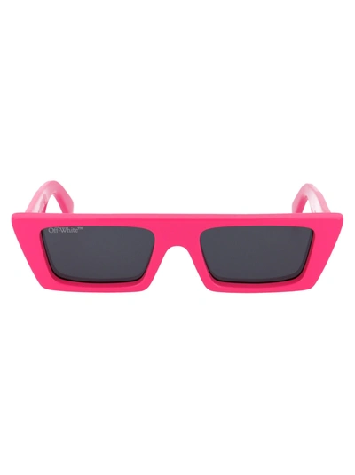 Off-white Marfa Rectangular-frame Sunglasses In 3207 Fucshia Light Grey