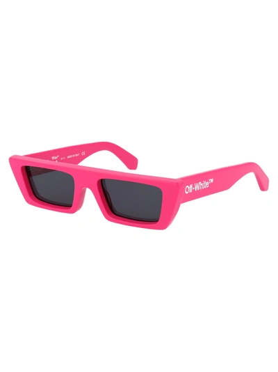 Off-white Marfa Rectangular-frame Sunglasses In 3207 Fucshia Light Grey