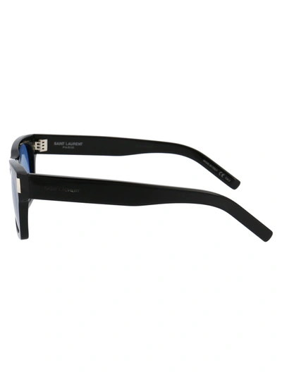 Shop Saint Laurent Sunglasses In 011 Black Black Blue