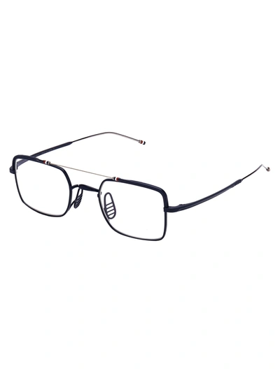 Shop Thom Browne Optical In Matte Navy - Silver