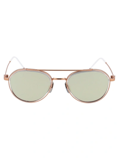 Shop Thom Browne Sunglasses In Rose Gold - Crystal Clear W/ Dark Grey - Milky Gold Flash - Ar