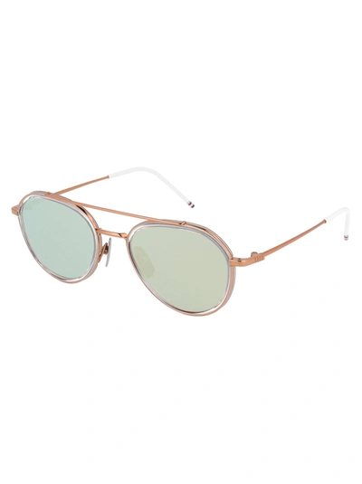 Shop Thom Browne Sunglasses In Rose Gold - Crystal Clear W/ Dark Grey - Milky Gold Flash - Ar