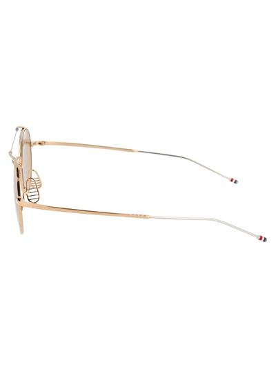 Shop Thom Browne Sunglasses In White Gold - Silver W/ Light Brown - Ar