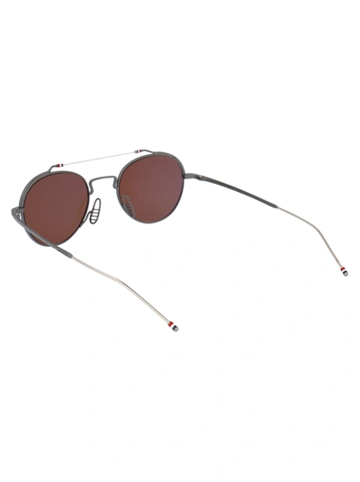 Shop Thom Browne Sunglasses In Black Iron - Silver W/ Dark Brown - Ar