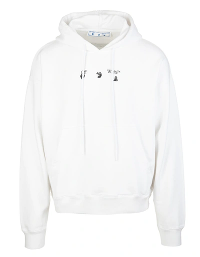 Shop Off-white Man Oversize Marker Hoodie In White And Black In Bianco