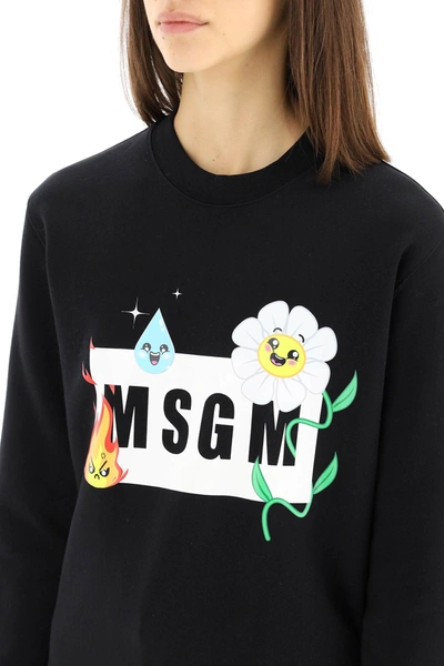 Shop Msgm Emoji Logo Sweatshirt In Black,white