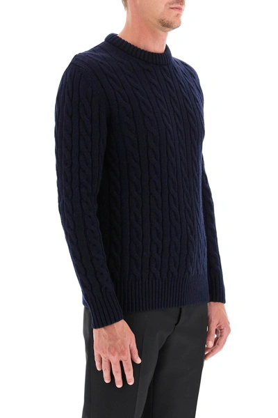 Shop Gm77 Cable Knit Lambswool Sweater In Blue