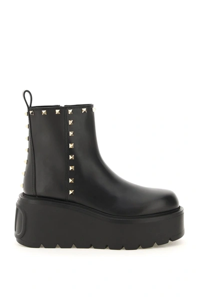 Shop Valentino Uniqueform Leather Ankle Boots In Black