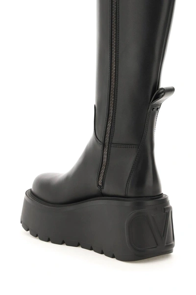 Shop Valentino Uniqueform Leather Boots In Black