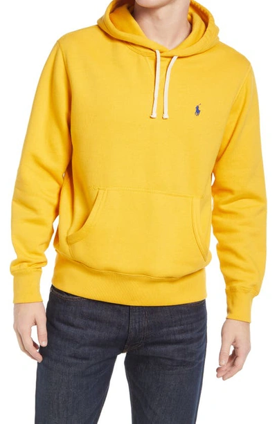 Shop Polo Ralph Lauren Fleece Pullover Hoodie In Gold Bugle