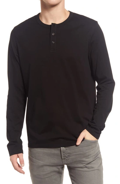 Shop Ag Bryce Long Sleeve Henley Shirt In True Black