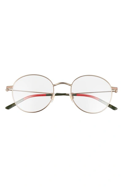 Shop Gucci 51mm Round Optical Glasses In Gold