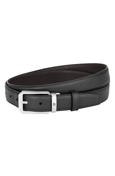 Shop Montblanc Reversible Leather Belt In Black