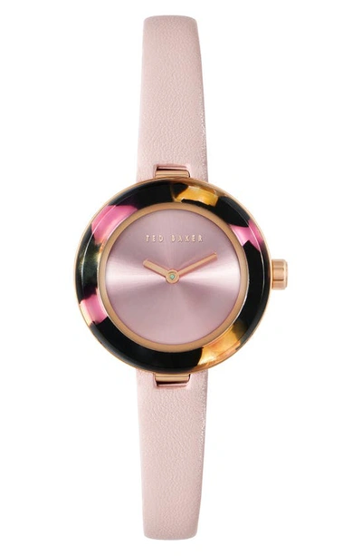 Shop Ted Baker Lenara Leather Strap Watch, 28mm In Pink