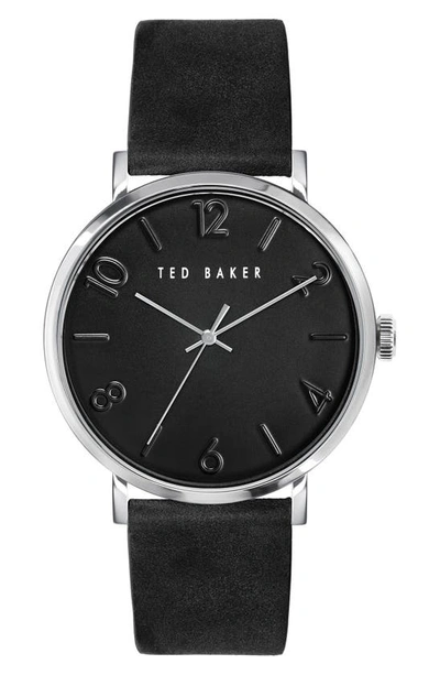 Shop Ted Baker Phylipa Leather Strap Watch, 43mm In Black