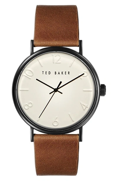 Shop Ted Baker Phylipa Leather Strap Watch, 43mm In Tan