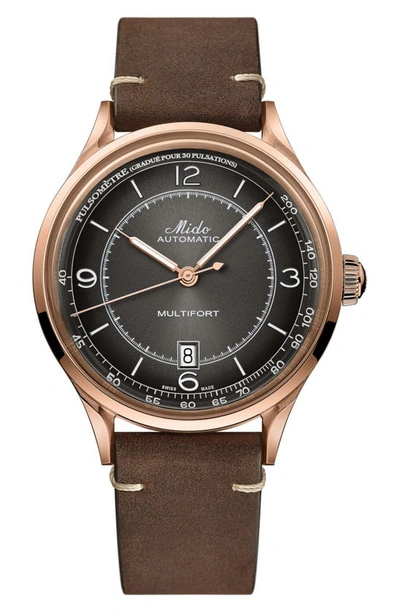 Shop Mido Baroncelli Automatic Bracelet Watch, 29mm In Brown/ Black/ Rose Gold