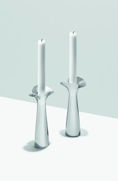 Shop Georg Jensen Bloom Botanica Set Of Two Candleholders In Silver