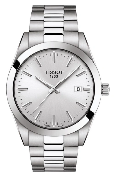 Shop Tissot T-classic Gentleman Bracelet Watch, 40mm In Grey/ Silver